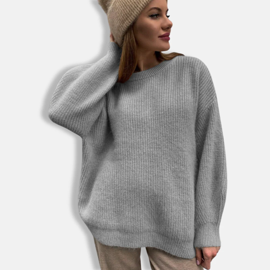 Women's Sweater – Oversized Fit – Soft Knit Fabric – Ribbed Texture – Long Sleeves - Image 3