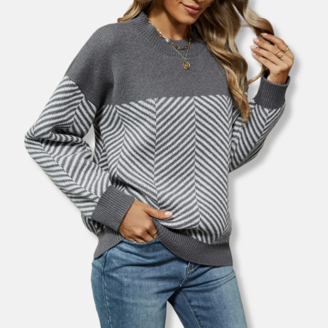 Women's sweater – Relaxed fit – Chevron knit – Ribbed edges and neckline - Image 2