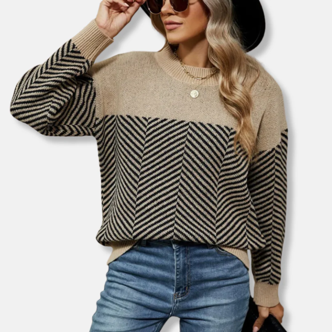 Women's sweater – Relaxed fit – Chevron knit – Ribbed edges and neckline - Image 3