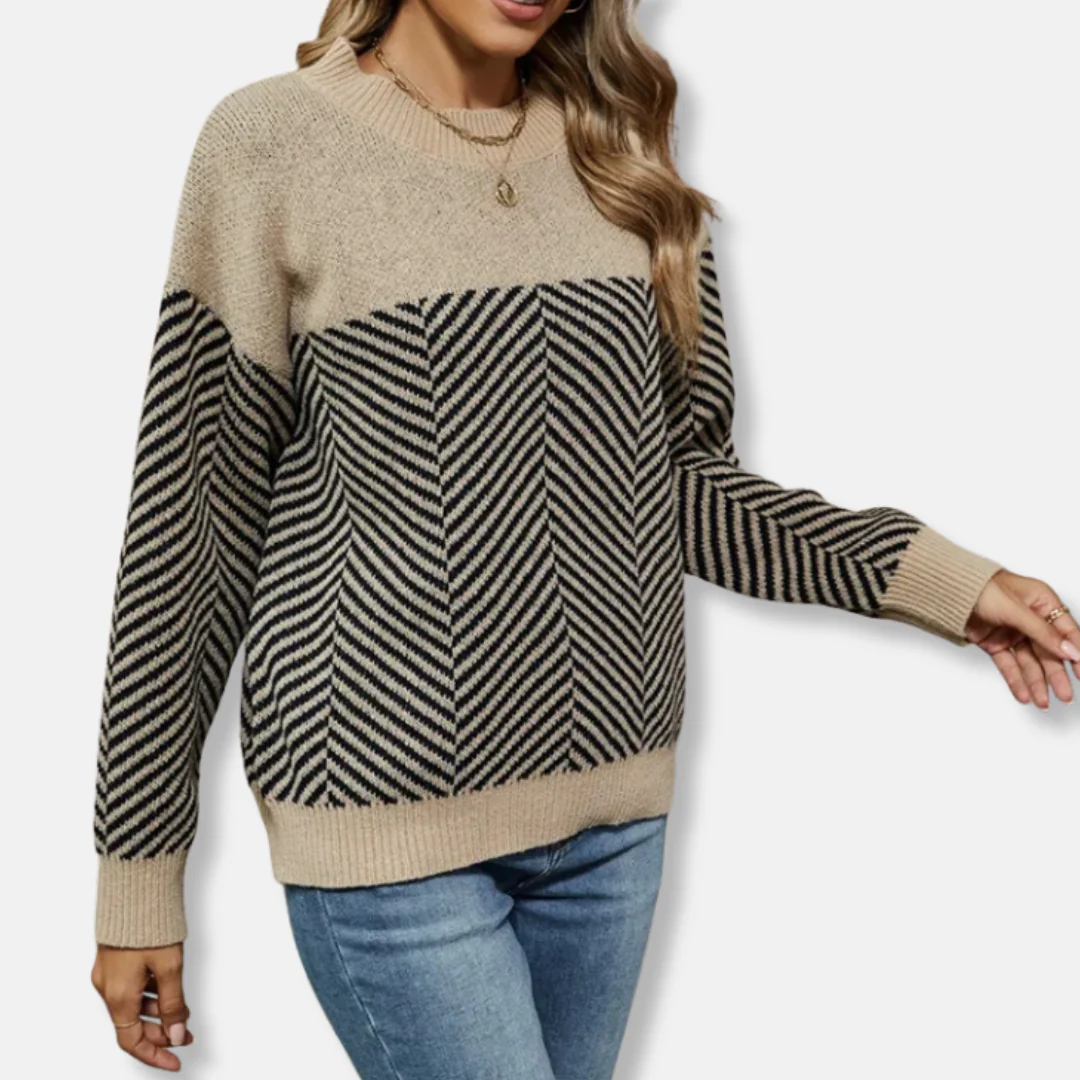 Women's sweater – Relaxed fit – Chevron knit – Ribbed edges and neckline - Image 4