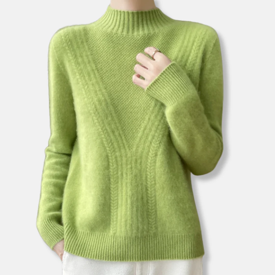 Women's Sweater – Relaxed Fit – Wool Blend – Half-high Collar – Ribbed Knit - Image 5