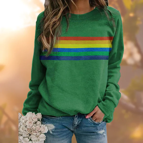 Ladies Sweater – Relaxed Fit – Soft Knit – Long Sleeves – Striped Design - Image 2