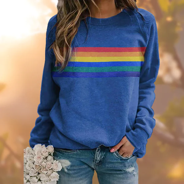 Ladies Sweater – Relaxed Fit – Soft Knit – Long Sleeves – Striped Design - Image 4