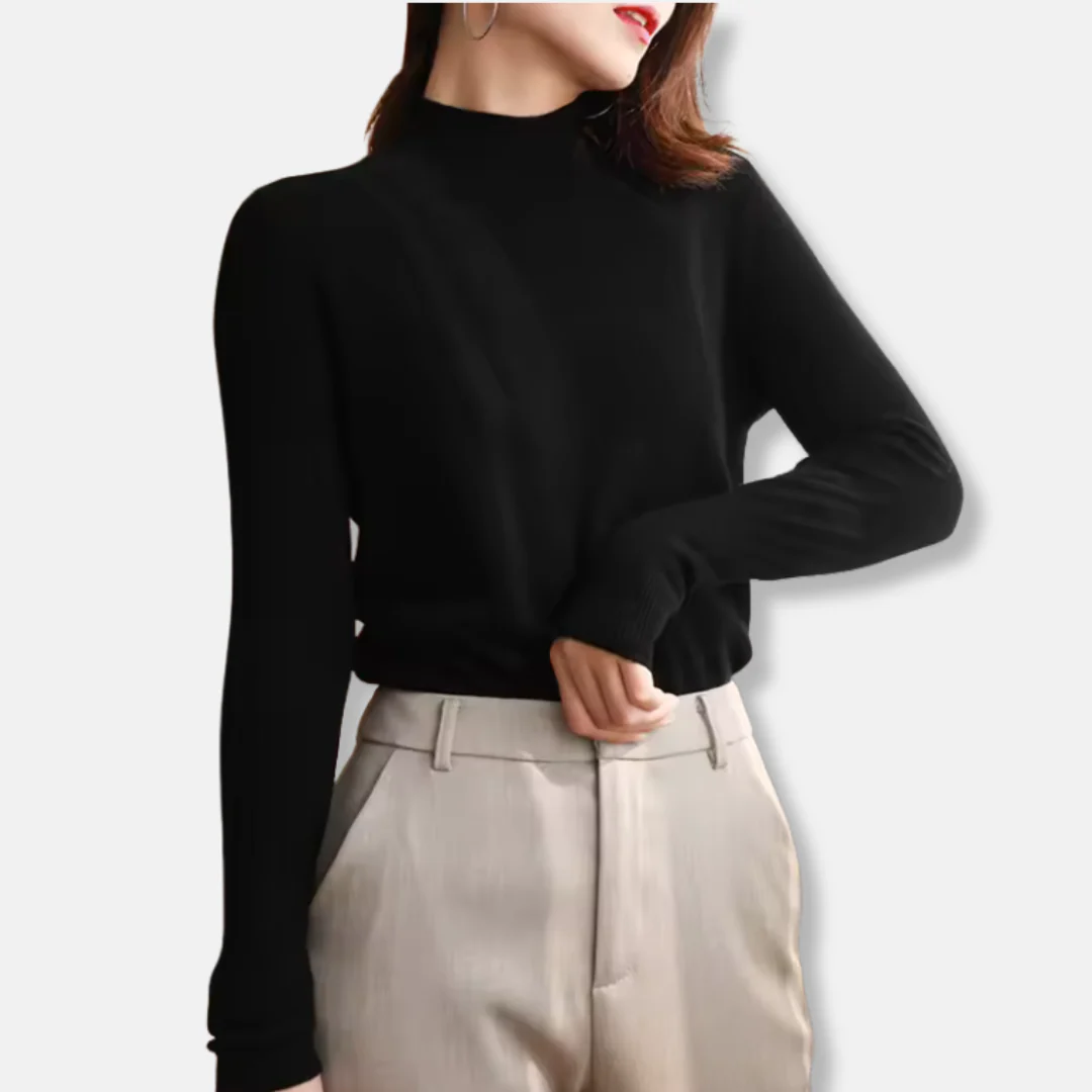 Ladies Sweater – Slim Fit – Lightweight Knit – Turtleneck – Ribbed Cuffs
