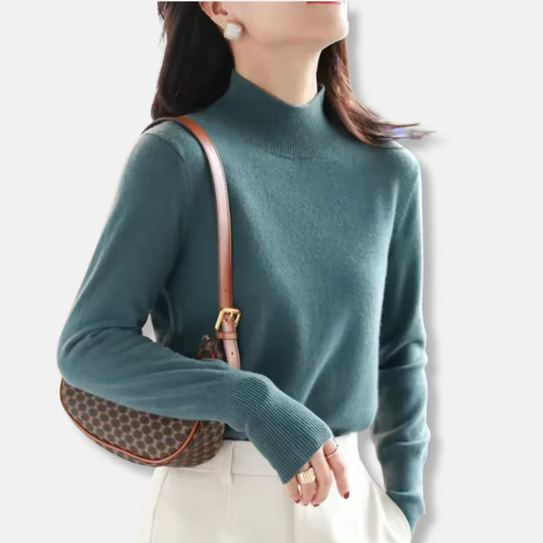Ladies Sweater – Slim Fit – Lightweight Knit – Turtleneck – Ribbed Cuffs - Image 2