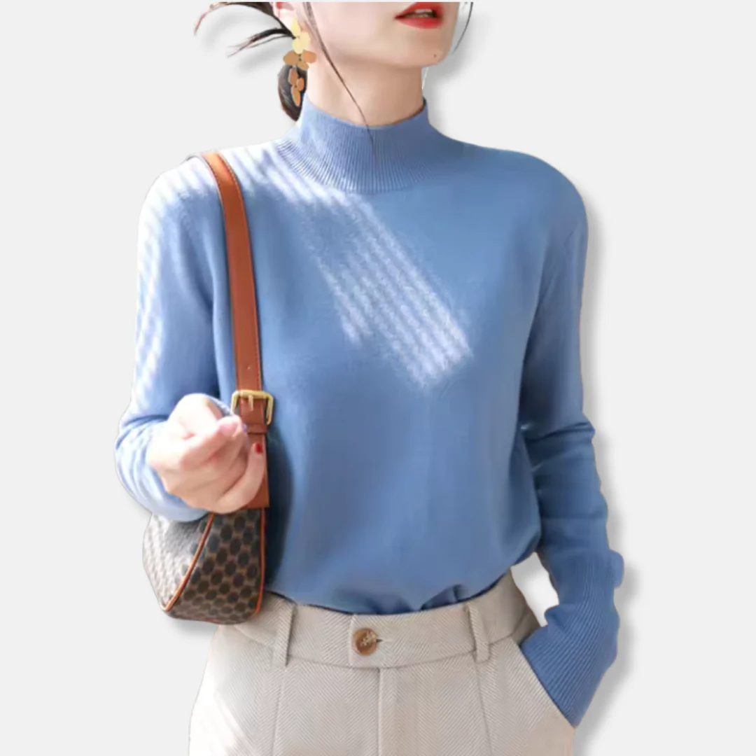 Ladies Sweater – Slim Fit – Lightweight Knit – Turtleneck – Ribbed Cuffs - Image 3