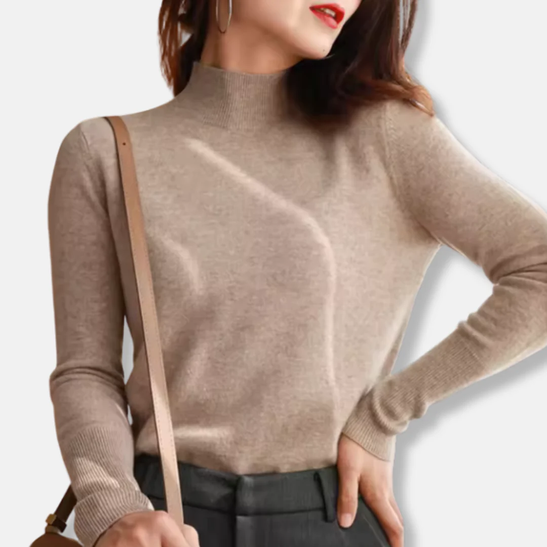 Ladies Sweater – Slim Fit – Lightweight Knit – Turtleneck – Ribbed Cuffs - Image 4