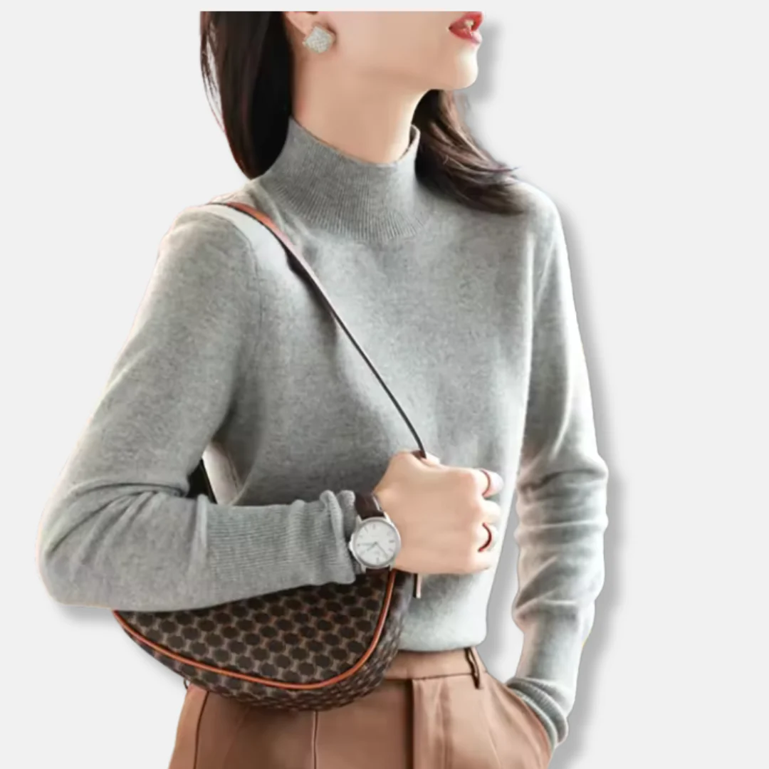 Ladies Sweater – Slim Fit – Lightweight Knit – Turtleneck – Ribbed Cuffs - Image 6
