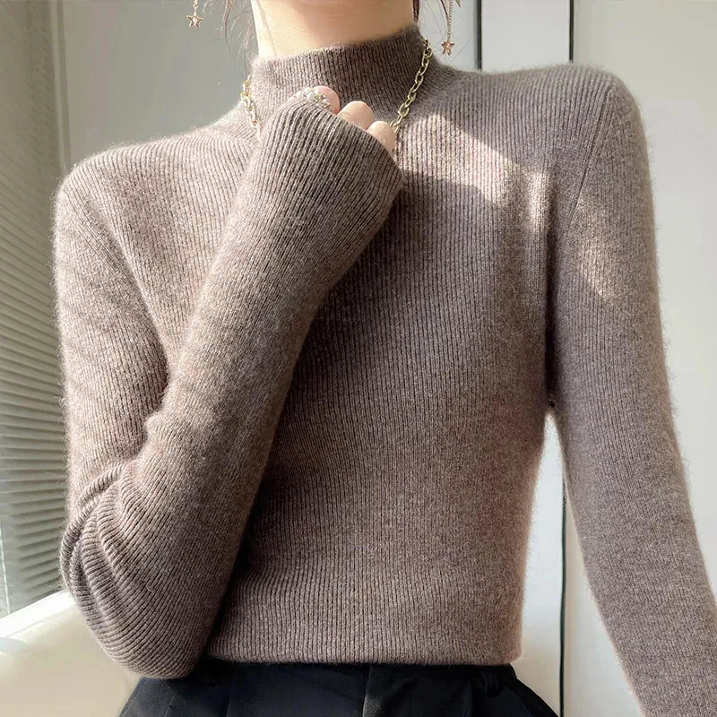 Ladies Sweater – Slim Fit – Wool-Blend Knit – Turtleneck – Ribbed Edges - Image 2
