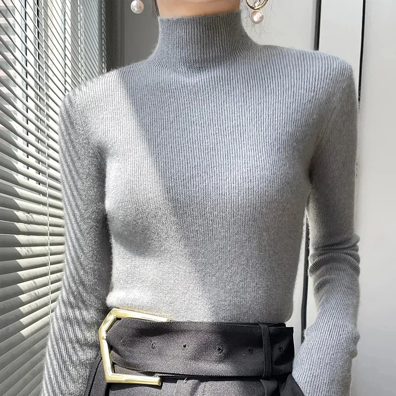 Ladies Sweater – Slim Fit – Wool-Blend Knit – Turtleneck – Ribbed Edges - Image 3
