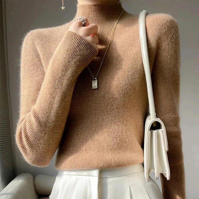 Ladies Sweater – Slim Fit – Wool-Blend Knit – Turtleneck – Ribbed Edges - Image 4