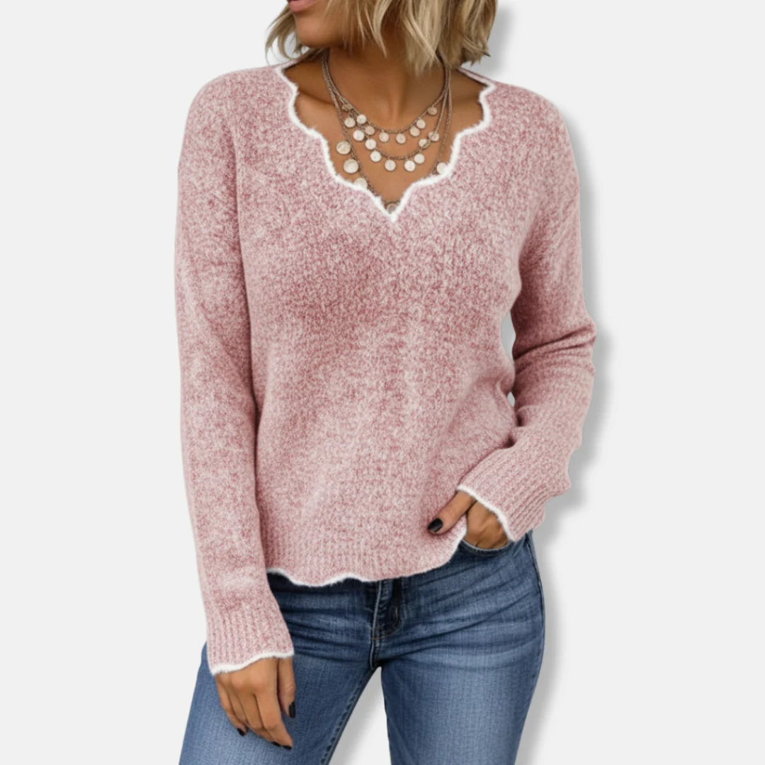 Women's Sweater – Wool-Blend Knit – Relaxed Fit – Scalloped Neckline – Casual Pullover - Image 6