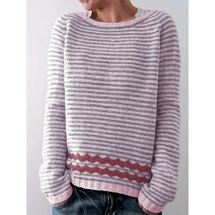 Women's sweater – Wool – Relaxed fit – Long sleeve – Casual striped knit - Image 2