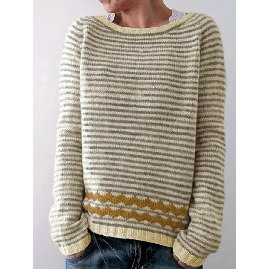 Women's sweater – Wool – Relaxed fit – Long sleeve – Casual striped knit - Image 3