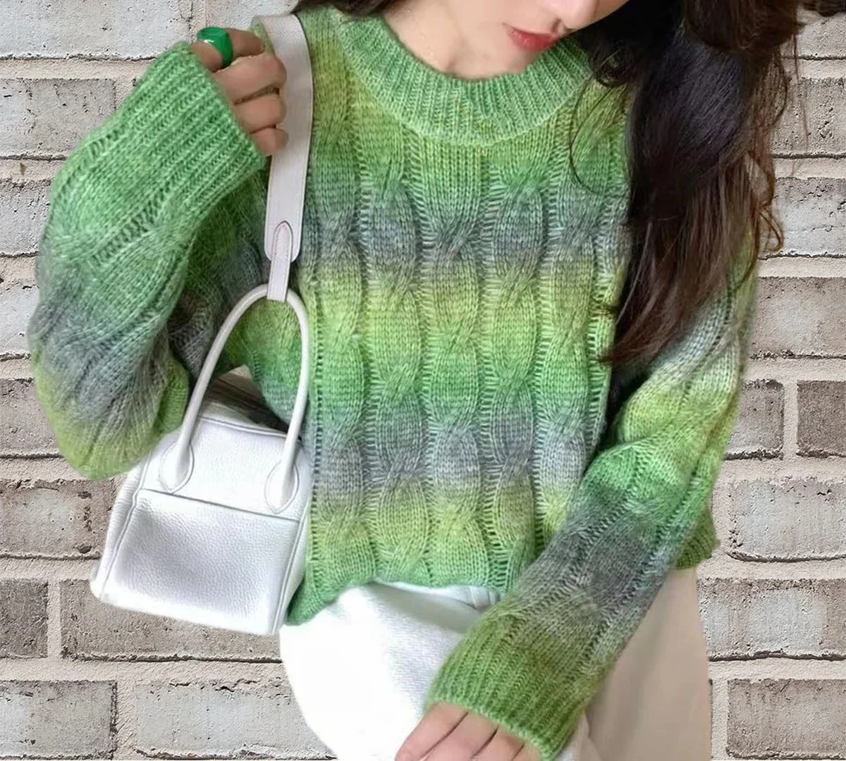 Women's Sweater – Wool Mix Cable Knit – Relaxed Fit – Long Sleeves – Round Neck - Image 3