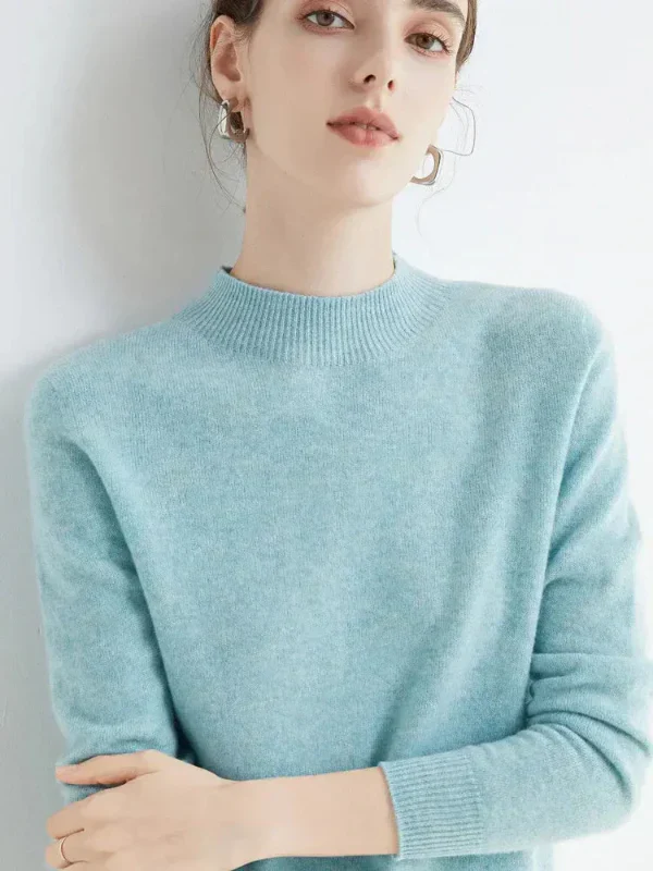 Women's Sweater – Wool Mix – Regular Fit – Long Sleeves – Ribbed Round Neck - Image 2