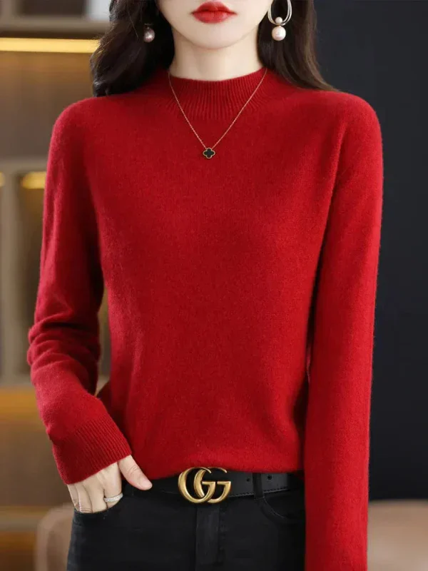 Women's Sweater – Wool Mix – Regular Fit – Long Sleeves – Ribbed Round Neck - Image 8