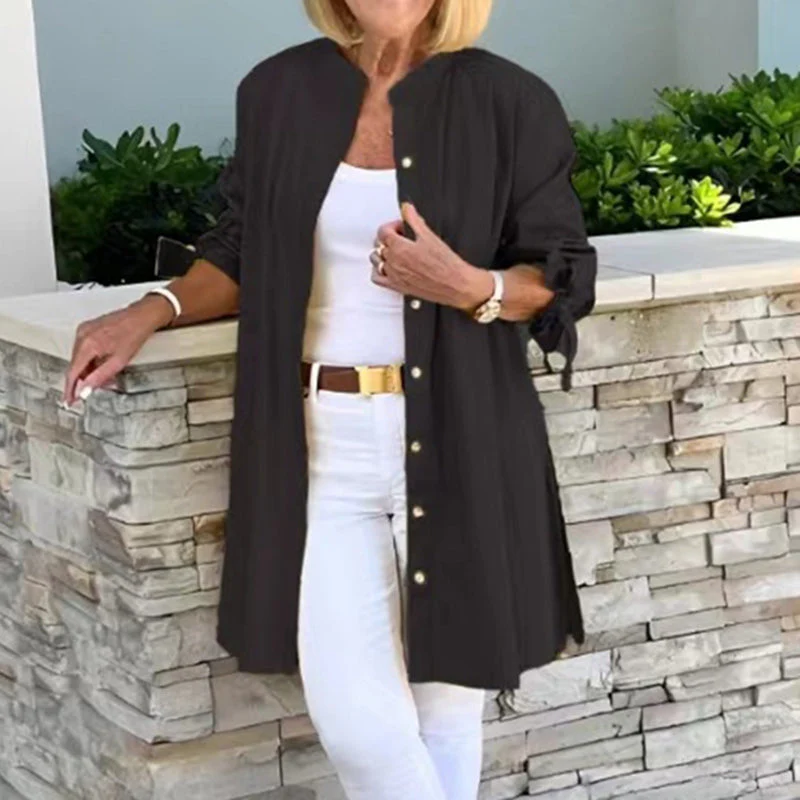 Women's Tunic Blouse – Relaxed Fit – Breathable Material – Long Sleeves – Button Closure - Image 3
