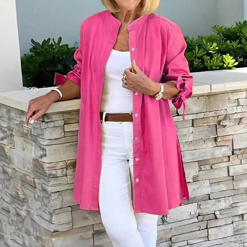Women's Tunic Blouse – Relaxed Fit – Breathable Material – Long Sleeves – Button Closure - Image 4