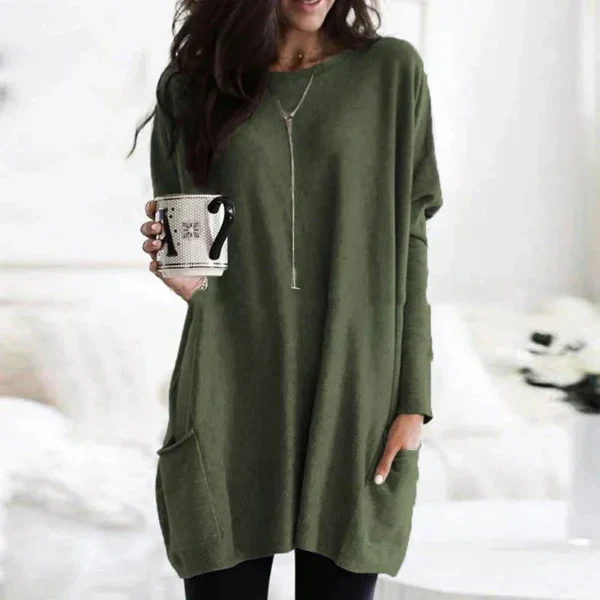 Women's Tunic Pullover – Oversized Fit – Soft Knit – Dropped Shoulders – Pockets - Image 10