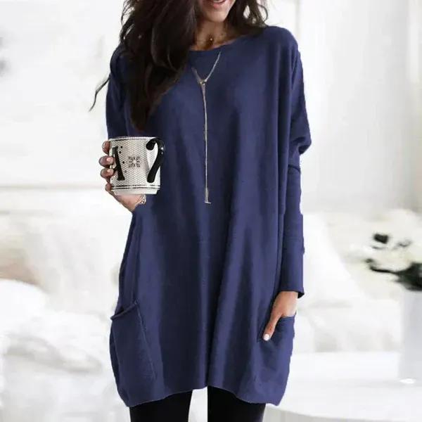 Women's Tunic Pullover – Oversized Fit – Soft Knit – Dropped Shoulders – Pockets - Image 4