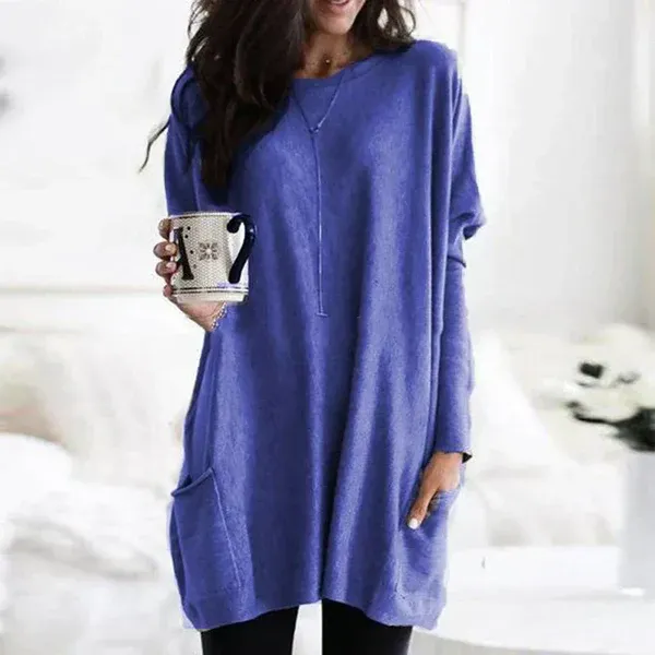 Women's Tunic Pullover – Oversized Fit – Soft Knit – Dropped Shoulders – Pockets - Image 6