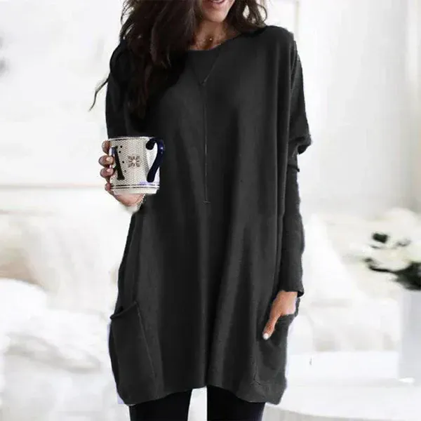Women's Tunic Pullover – Oversized Fit – Soft Knit – Dropped Shoulders – Pockets - Image 7