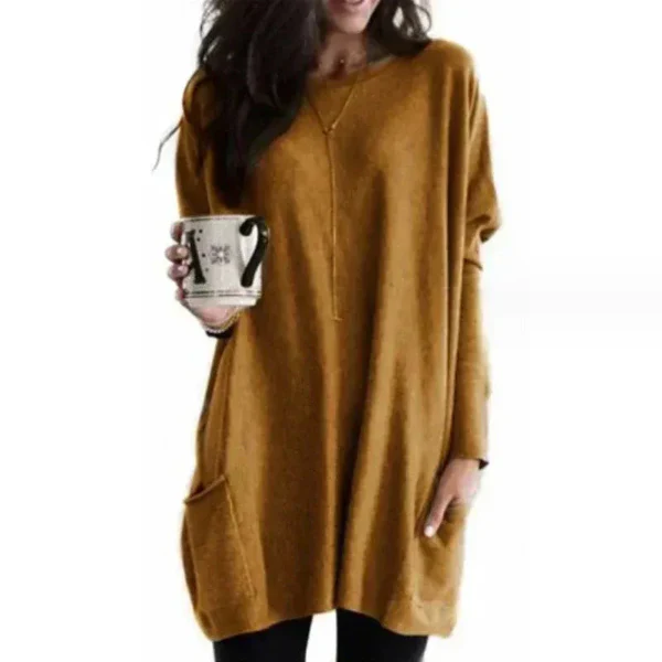 Women's Tunic Pullover – Oversized Fit – Soft Knit – Dropped Shoulders – Pockets - Image 8