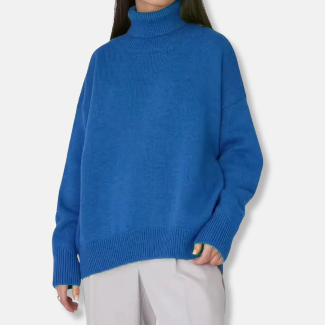 Women's Turtleneck Sweater – Oversized Fit – Ribbed Texture – Soft Knit Fabrics - Image 4