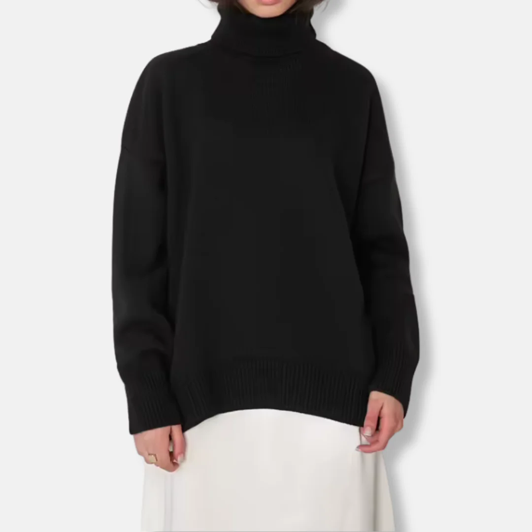 Women's Turtleneck Sweater – Oversized Fit – Ribbed Texture – Soft Knit Fabrics - Image 5