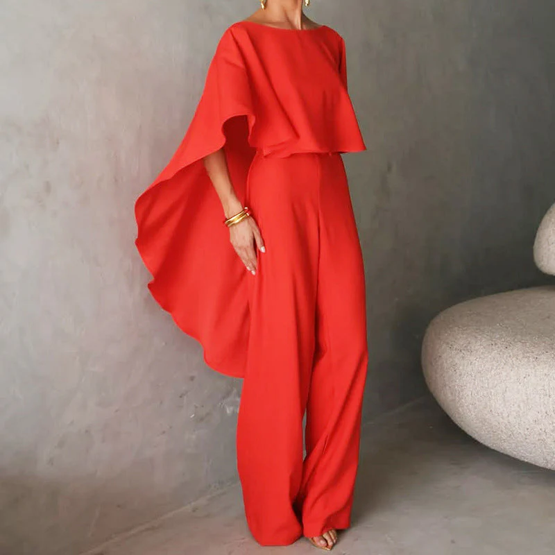 Women's Two-Piece Set – Elegant Fit – Asymmetrical Top – Wide Legs - Image 2