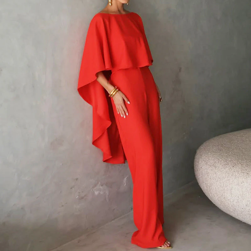 Women's Two-Piece Set – Elegant Fit – Asymmetrical Top – Wide Legs - Image 4