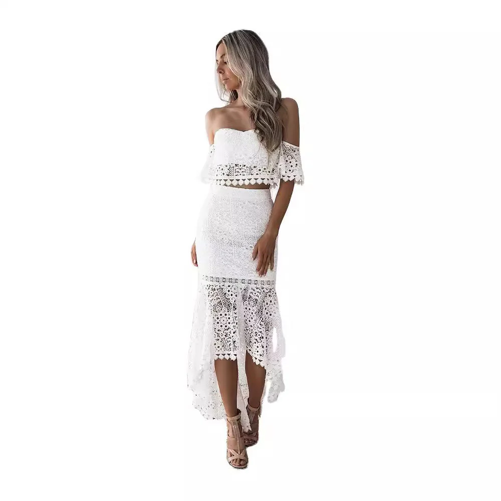 Ladies Two-Piece Set – Lace Bustier Top Off Shoulder – High Waist Pencil Skirt – Elegant Fit - Image 4