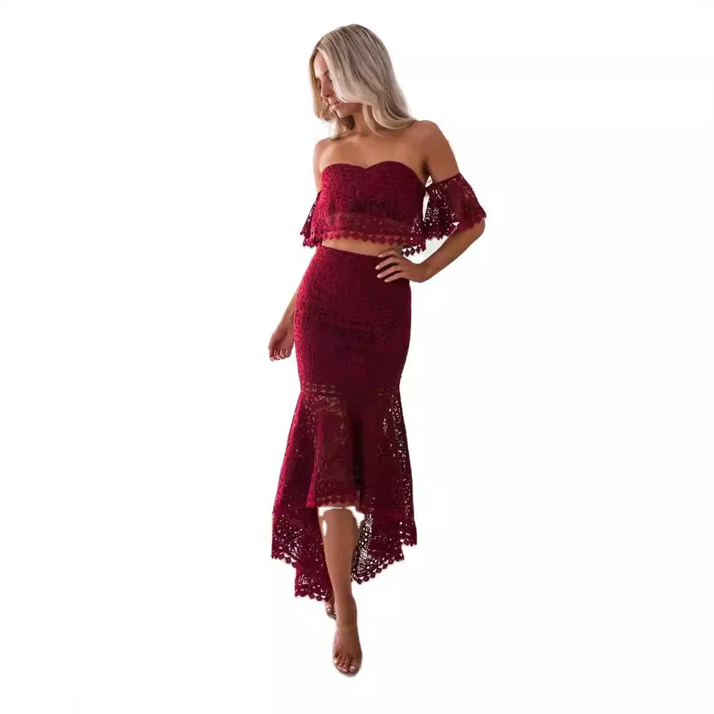 Ladies Two-Piece Set – Lace Bustier Top Off Shoulder – High Waist Pencil Skirt – Elegant Fit - Image 5