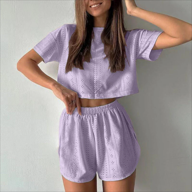 Ladies Two-Piece Set – Relaxed Fit – Breathable Design – Crop Top and Shorts - Image 8