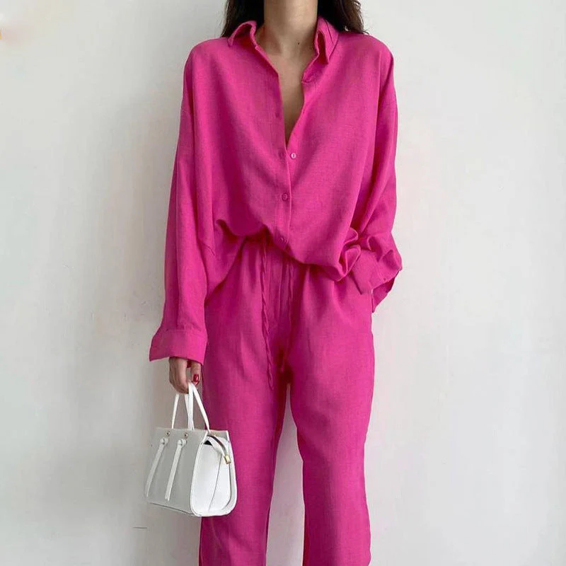 Ladies Two-Piece Set – Relaxed Fit – Breathable Natural Fabric – Wide Legs - Image 2