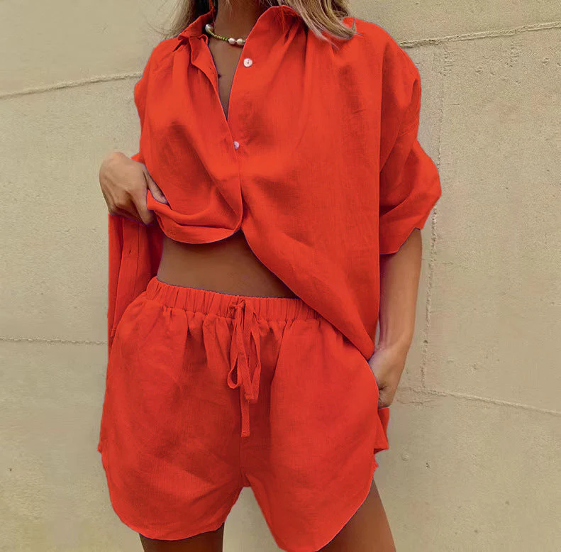 Women's Two-Piece Set – Loose-Fitting Shirt and High Waist Shorts – Breathable Comfort - Image 15