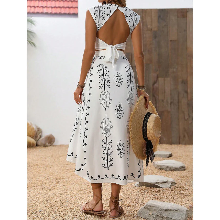Ladies Two-Piece Set – Sleeveless Crop Top & Wrap Midi Skirt – Airy Fabric – Embroidered - Image 4