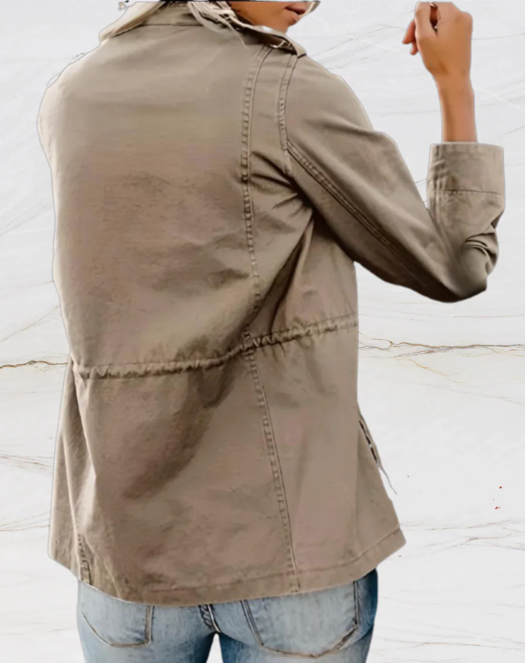 Women's Utility Jacket – Cotton – Regular Fit – Four Pockets – Zip and Button Closure - Image 6