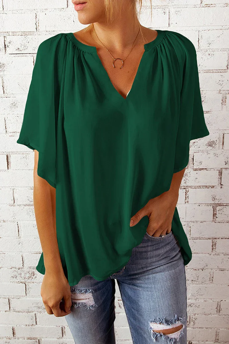 Ladies V-neck Top – Loose Fit – Breathable Material – Short Sleeve – Casual Style - Image 4