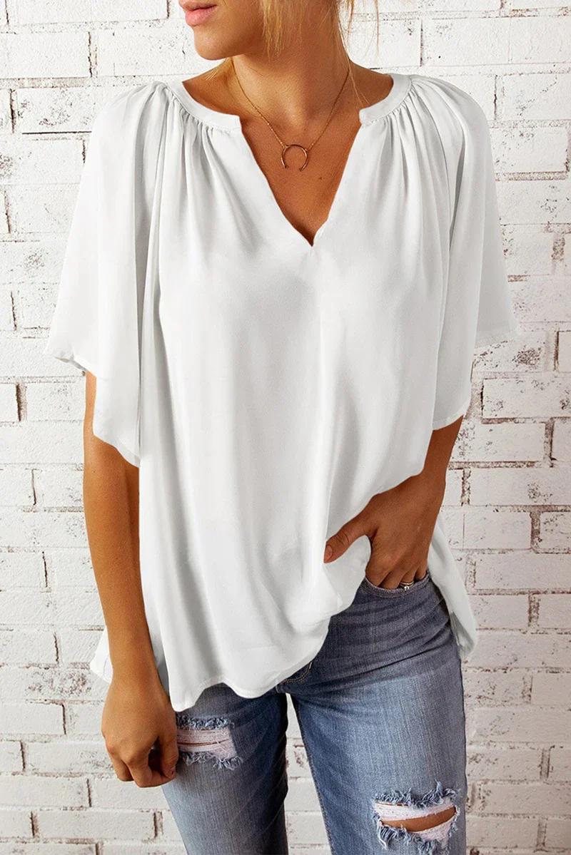Ladies V-neck Top – Loose Fit – Breathable Material – Short Sleeve – Casual Style - Image 6