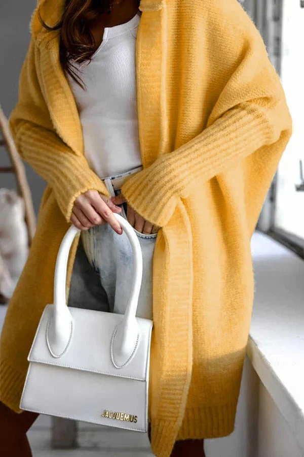 Ladies cardigan – Knitted – Oversized fit – Hood – Open front – Long sleeves - Image 3