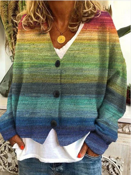 Ladies Cardigan – Knitted – Relaxed Fit – Wave Pattern – Button Closure – Hip Length - Image 3