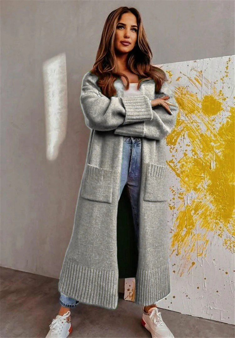 Ladies Cardigan – Knitted Fabric – Relaxed Fit – Open Front – Side Pockets - Image 4