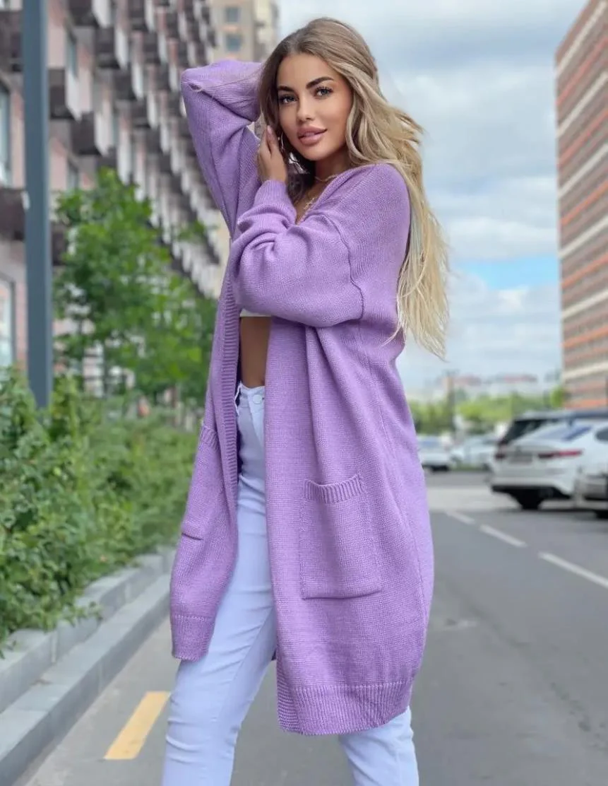 Ladies Cardigan – Cotton Blend – Loose Fit – Open Front – Long Model with Pockets - Image 3