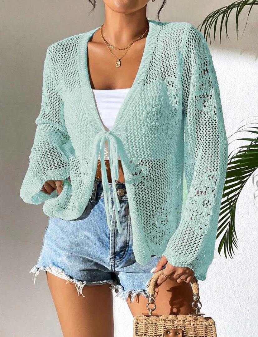 Ladies Cardigan – Loose Fit – Open Front – Airy Soft Knit Fabric - Image 7