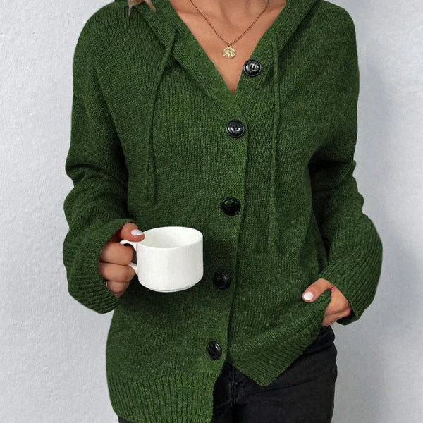 Women's cardigan with hood – Oversized fit – Knitted – Button closure – Ribbed finish - Image 5
