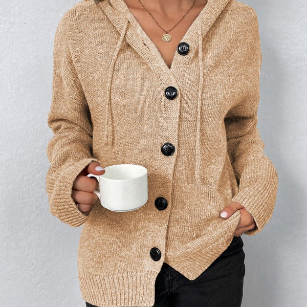 Women's cardigan with hood – Oversized fit – Knitted – Button closure – Ribbed finish - Image 6