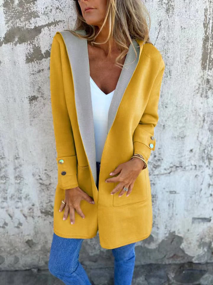 Women's cardigan with hood – Soft knit – Relaxed fit – Button cuffs – With pockets - Image 4