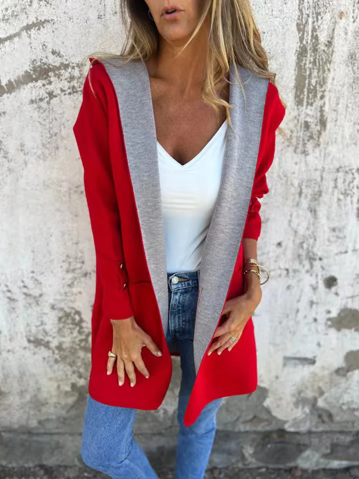 Women's cardigan with hood – Soft knit – Relaxed fit – Button cuffs – With pockets - Image 6
